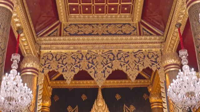Golden Phra Phuttha Chinnarat statue, considered the most beautiful Buddha image in Wat Phra Sri Rattana Mahatat Woramahawihan (also known as Wat Yai), a royal monastery in Phitsanulok, Thailand