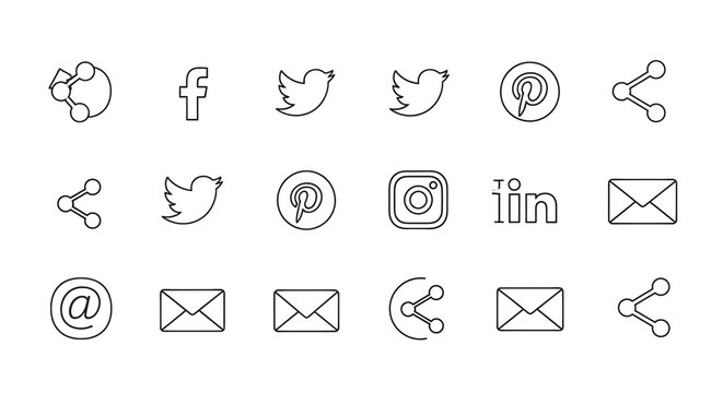 Social media icons on white background 10.
