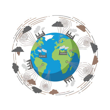 Globe with weather forecast symbols around.