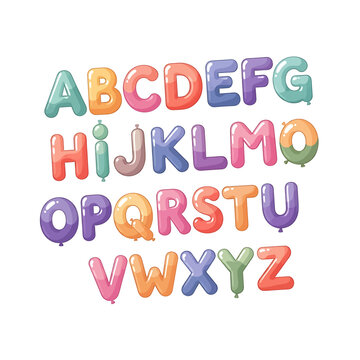 Multicolored Alphabet Letters in Balloons.
