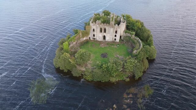 Aerial view of Mc Dermott Castle, County.Roscommon - Ireland