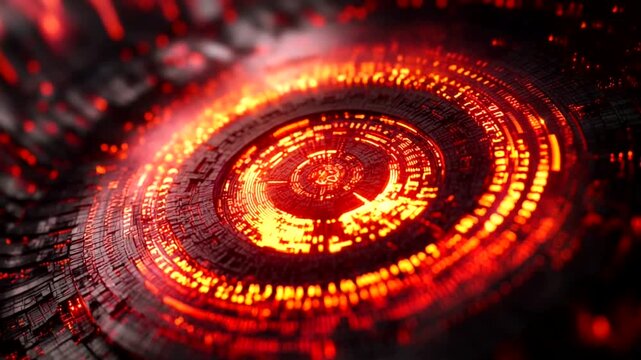 Abstract digital art featuring a glowing circular pattern with intricate details and vibrant colors