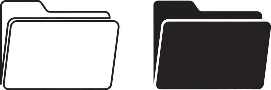 Folder Icon Outline and Solid Set