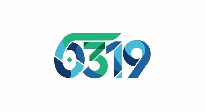 Colorful numbers 6319 with a geometric design and a green curve