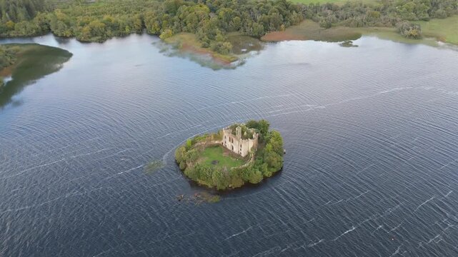 Aerial view of Mc Dermott Castle, County.Roscommon - Ireland