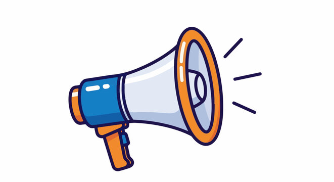Cartoon megaphone emitting sound waves