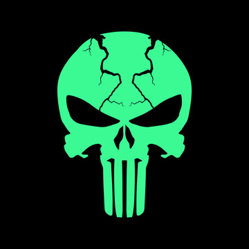 Cracked Skull Silhouette Graphic Symbol Of Menace And Gothic Horror