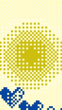 Vector illustration of a mosaic background. Pixel heart animation