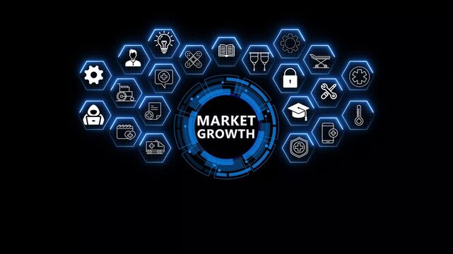 Futuristic Technology Projector Highlighting Market Growth Strategies, Digital Expansion Solutions, and Interactive Revenue Optimization Tools for Modern Enterprises