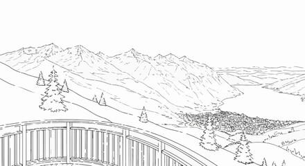 Fototapeta premium A scenic view of a lakeside town nestled at the base of majestic, snow-capped mountains