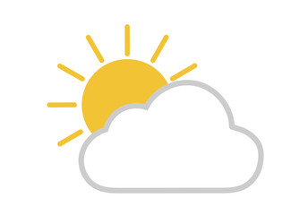 Icono meteorológico de sol brillante parcialmente cubierto por una nube que representa un día de cielo nuboso