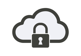 Nube con un candado de seguridad cerrado que representa el almacenamiento de datos protegido