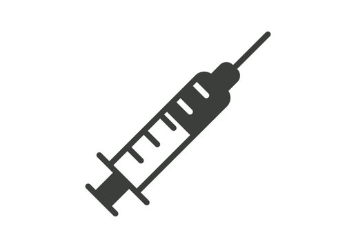 Icono de jeringa m&eacute;dica con aguja para administraci&oacute;n de vacunas o extracci&oacute;n de muestras de sangre en entorno cl&iacute;nico