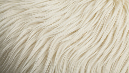 Fototapeta premium Close up of cream colored faux fur texture with long fibers isolated
