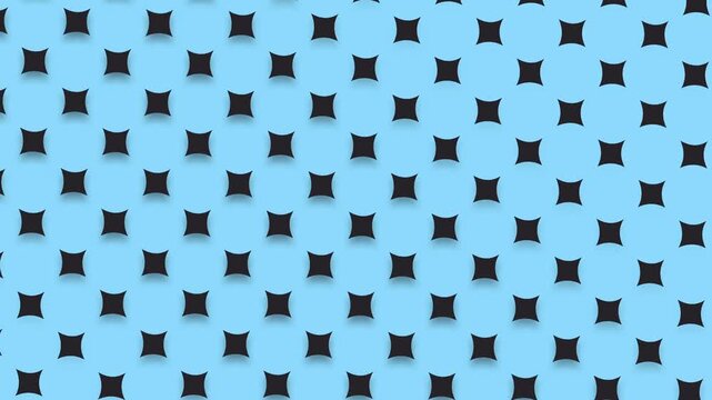 Animated Blue Perforated Metal Panel With Repeating Black Square Holes Geometric Pattern Texture Background