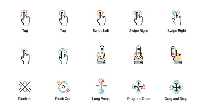 Hand gestures for touch screen interface.