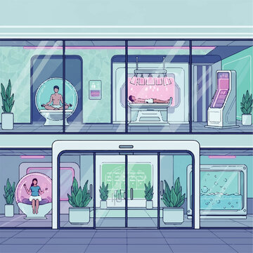 Person Standing Inside Glass Front Storefront.