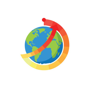 Earth Globe with Colorful Arrow.
