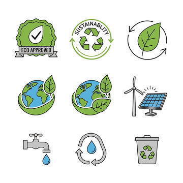 Eco friendly icons for sustainability concept.