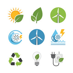 Obraz premium Eco friendly energy icons set.