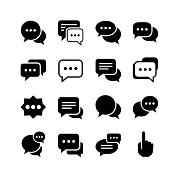 Black chat speech bubbles icons set.