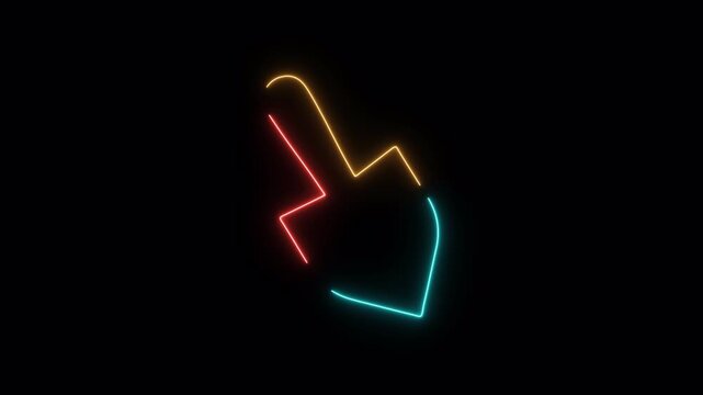 Animated Neon Shovel Icon - Tricolor Glowing Construction and Gardening Tool Symbol