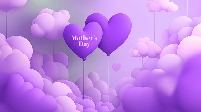 Heart-shaped balloons for Mother's Day Card