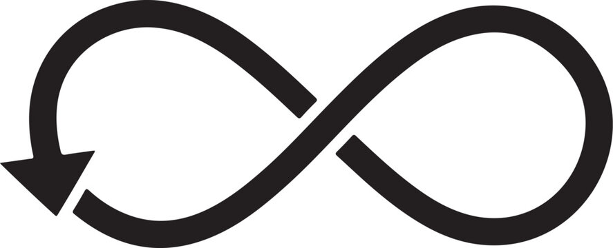 Black infinity symbol with arrow loop cycle