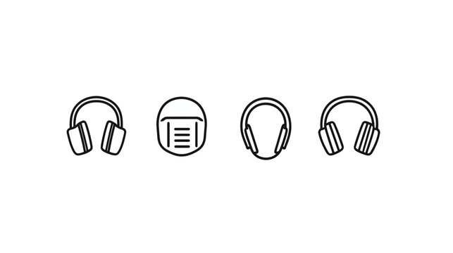 Headphones & a helmet!
Description Simple icons, including headphones and a full-face helmet, on a white background