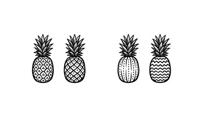 Obraz premium Tropical Pineapple Fruit and Exotic Summer Food Elements with Inky Brush Strokes and Hand-Drawn Painterly Aesthetic