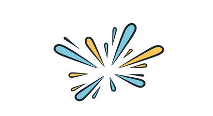 Fototapeta premium Vibrant abstract burst of colorful droplets in blue and orange shades isolated on a white background representing energy motion or explosion.