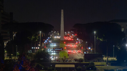 Night Traffic at the Obelisk in EUR, Rome © daniele
