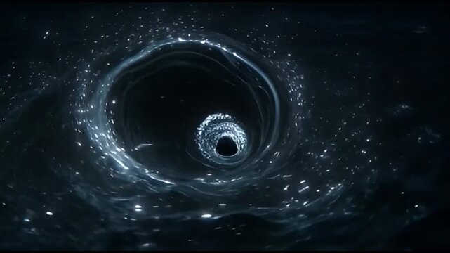 Dark water vortex swirling into a deep tunnel