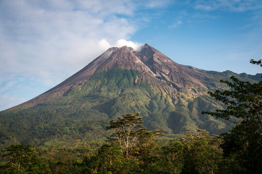 mount merapi active volcano landscape