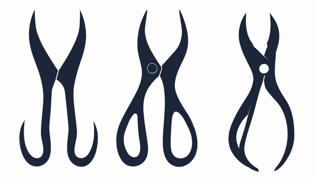 Three stylized silhouettes of tools, likely garden or craft implements, on a white background