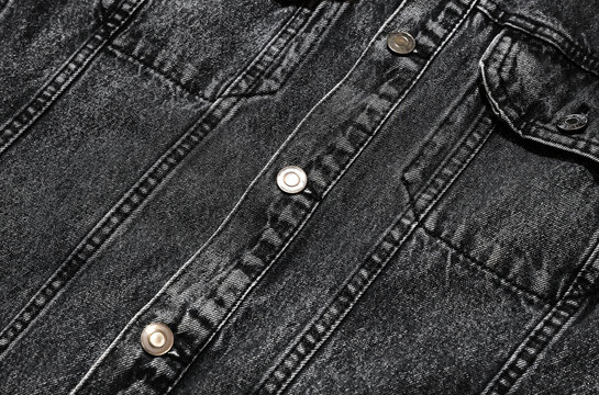 Dark Gray denim jacket details close up