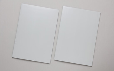 Fototapeta premium Corporate business book, notebook or magazine with gray cover on gray background