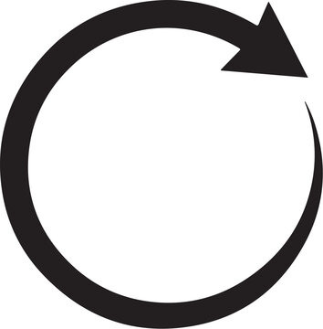 Black circular arrow symbol with white background black symbol