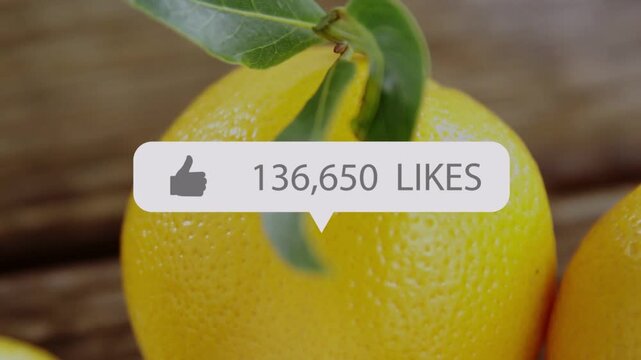 Bubble sliding causing likes rising, frame widening, revealing citrus and showing growth