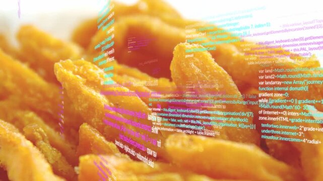 On overlay start fries stack shifting focus while color code overlays sliding creating food ad