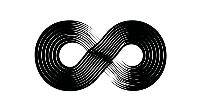 Infinity symbol composed of black brushstrokes on a white background
