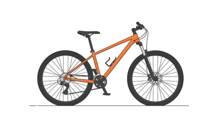 Fototapeta premium Orange mountain bike with disc brakes and suspension, isolated on white background, studio shot