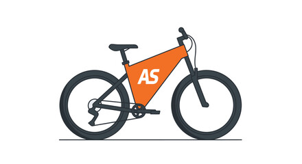 Obraz premium Modern Electric Bicycle with Orange Frame and AS Logo, Vector Illustration on White Background