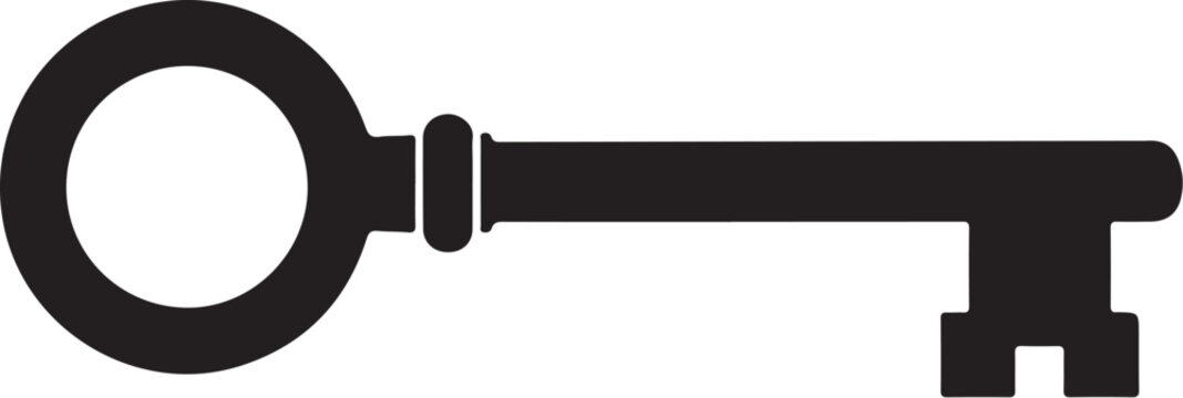 Black skeleton key white background symbol