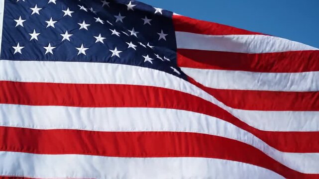 American flag waving in the wind.