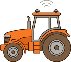 Obraz premium Smart farming autonomous tractor vector illustration with wireless connectivity for modern agriculture and agritech