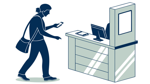 Person paying with smartphone at checkout counter in modern store