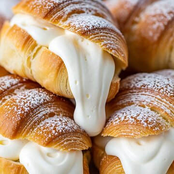 Delicious fresh croissants filled with rich creamy vanilla pastry cream.