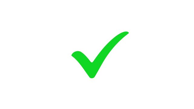 Correct sign and approval symbol animation on Transparent background. animated checkmark for success. check mark sign, verify complete sign, approved, select tick, success , approved, alpha channel