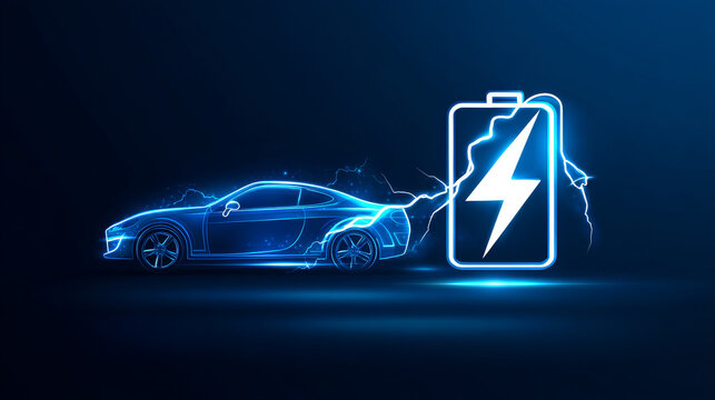 Electric vehicle charging with Lightning Bolt in Battery outline Symbol logo vector design concept. EV Battery logotype symbol for Electric Car, EV station, ui, website, ev business, infographic.